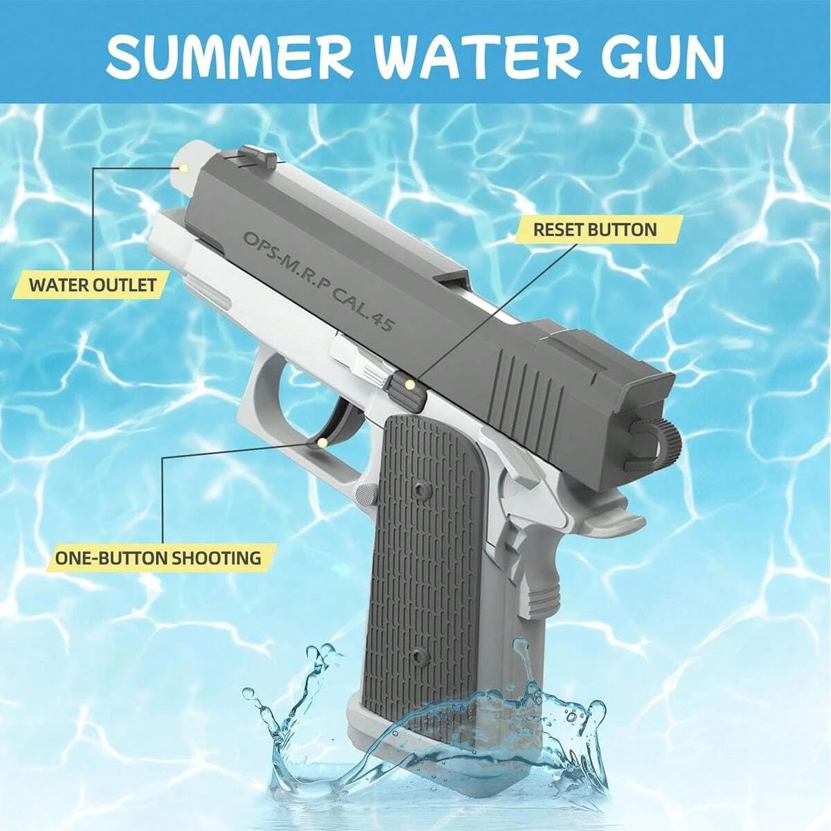Pistola de Agua M1911 de Alta Presión para Niños y Adultos | Lanzador de Agua para Playa, Piscina y Juegos al Aire Libre | Juguete de Verano
