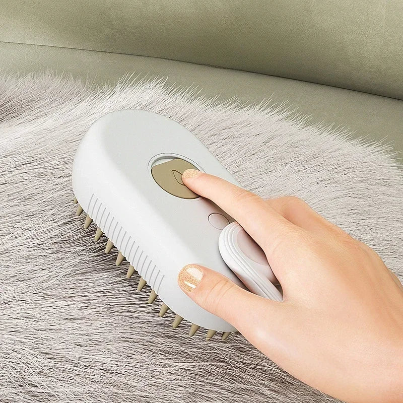 Cepillo de Vapor 3 en 1 para Perros y Gatos | Masaje, Baño y Eliminación de Pelo ⭐