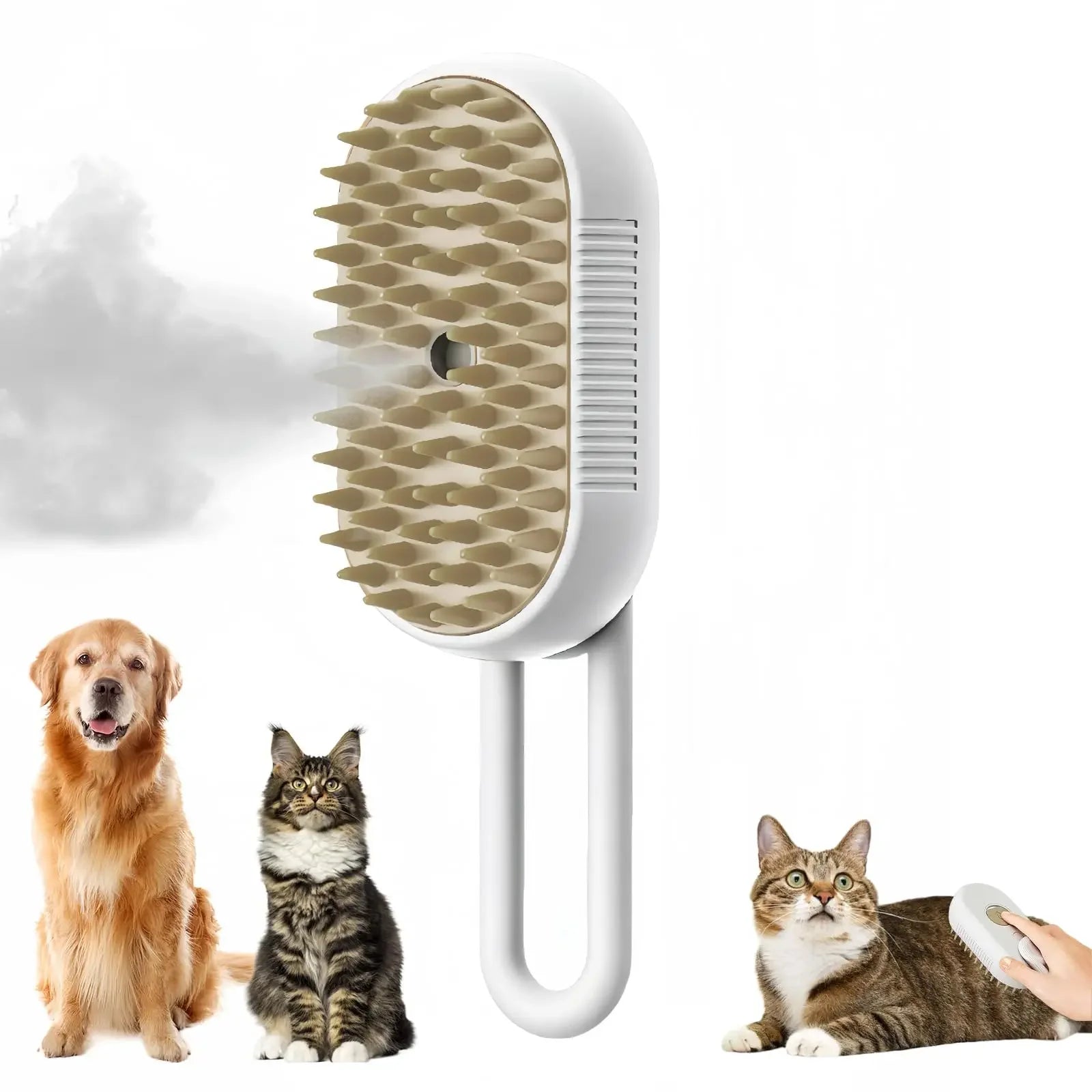 Cepillo de Vapor 3 en 1 para Perros y Gatos | Masaje, Baño y Eliminación de Pelo ⭐