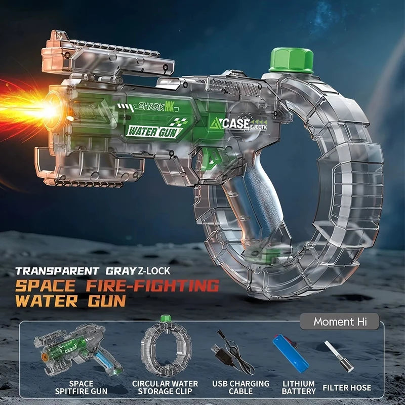 Pistola de Agua Eléctrica Automática Recargable para Adultos y Niños | Succión Automática de Agua | Potente Alcance | Juguete para Playa, Piscina y Verano