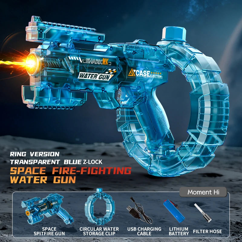 Pistola de Agua Eléctrica Automática Recargable para Adultos y Niños | Succión Automática de Agua | Potente Alcance | Juguete para Playa, Piscina y Verano