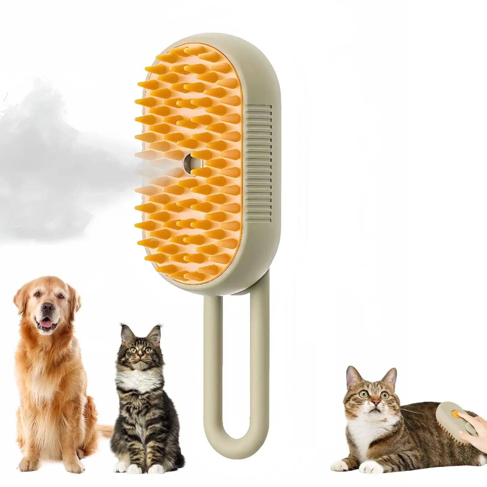 Cepillo de Vapor 3 en 1 para Perros y Gatos | Masaje, Baño y Eliminación de Pelo ⭐